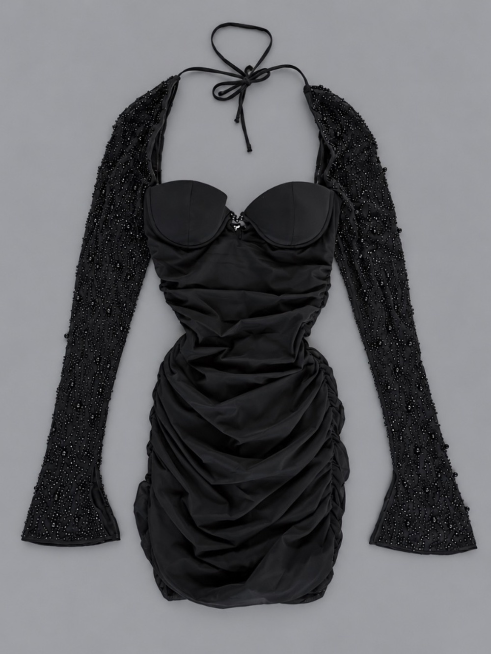 Oh Polly Embellished Ruched Mini Dress – Size 4